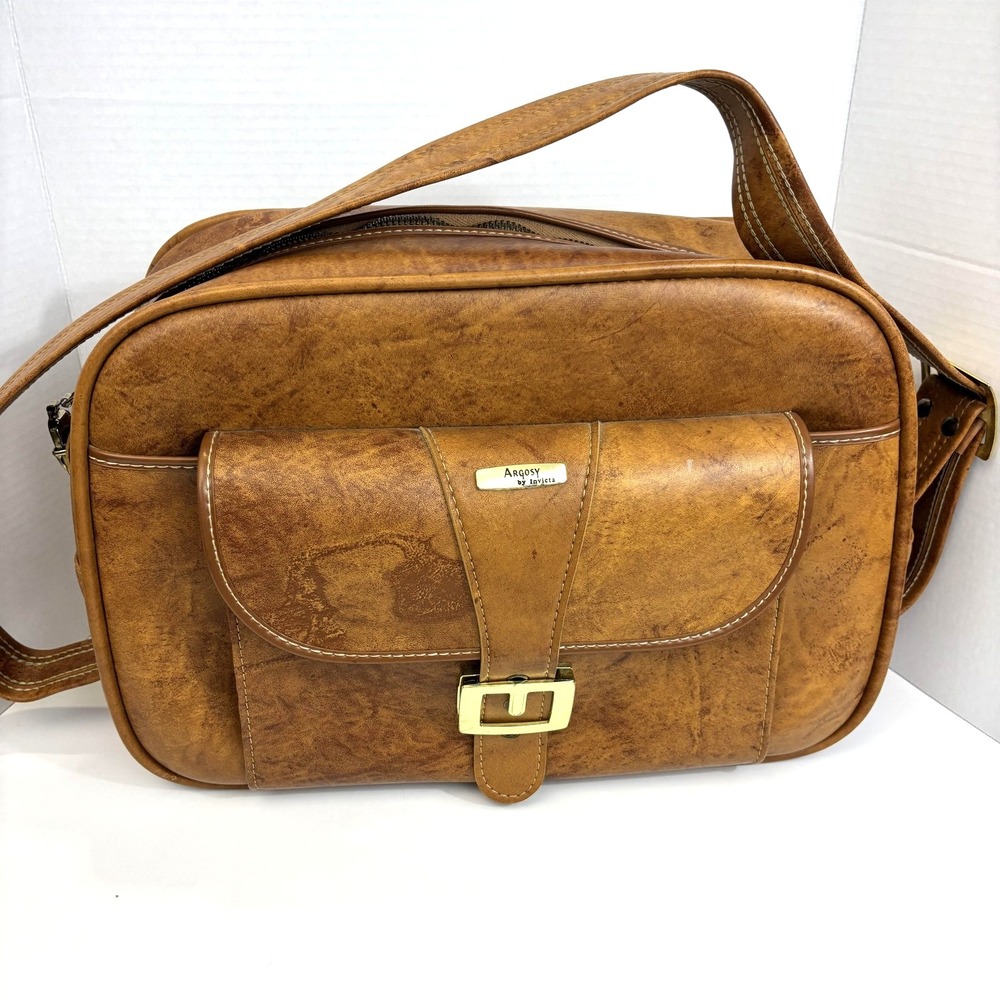 Vintage Argosy By Invicta Brown Retro Carry On Bag Luggage Weekender Retro - Picture 2 of 14